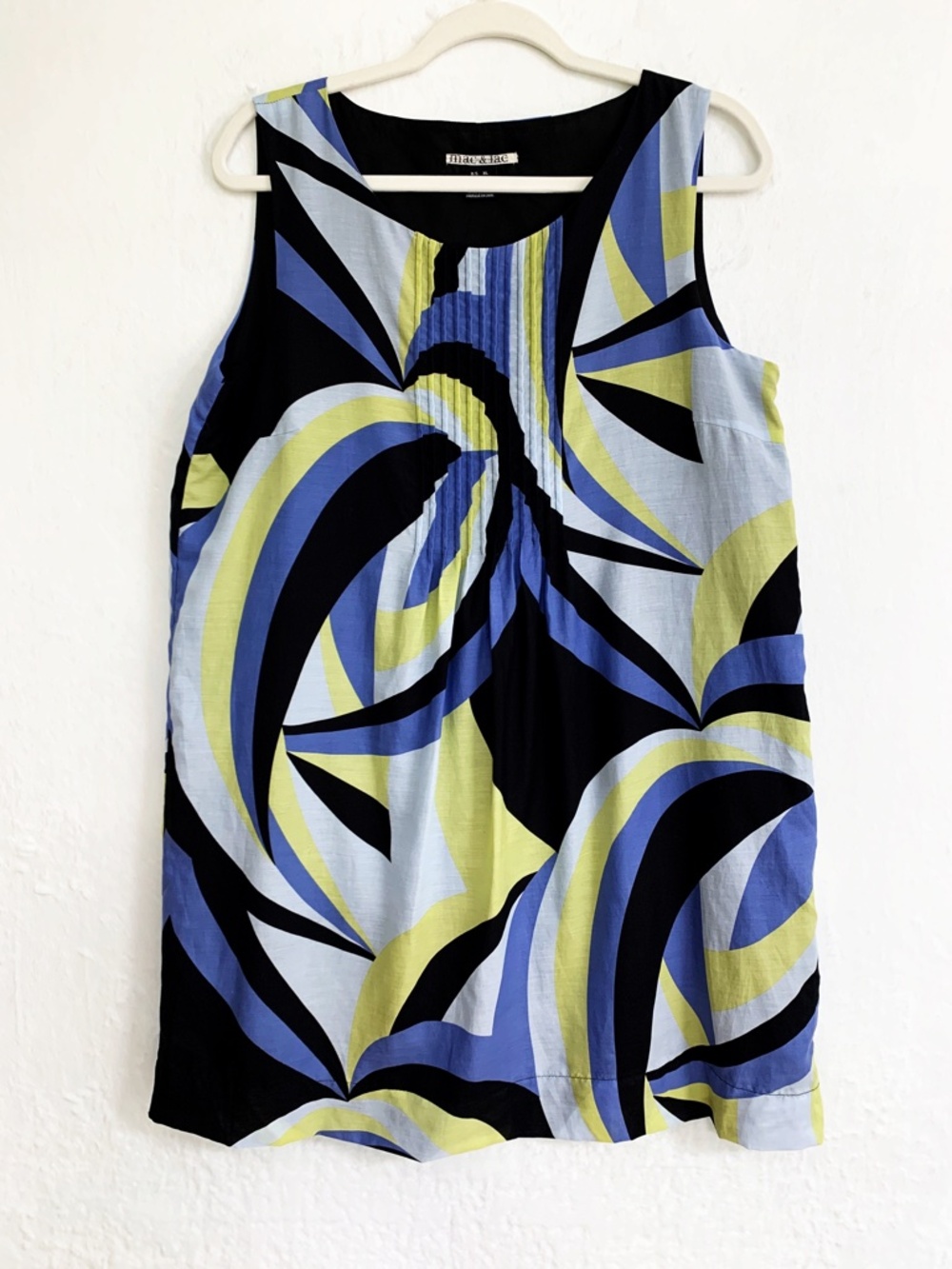 Mac & Jac Sleeveless Abstract Cotton Silk Blend Shift Dress Sz XL